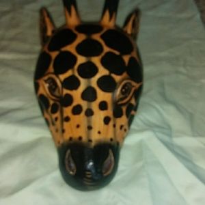 Large Wooden Giraffe Head Wall Decor